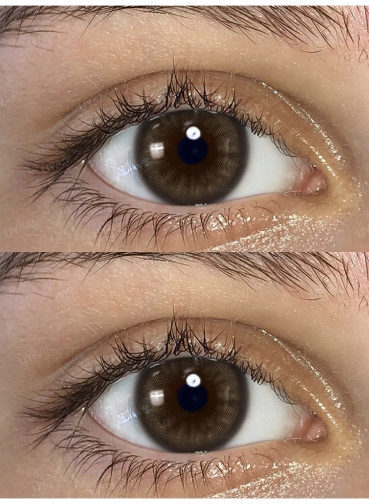 UYAAI FOG PEARL Brown Yearly Colored Contact Lenses, Unisex Cosmetic Contact Lenses, Natural Fashion Lenses, 42% Water - Image 3